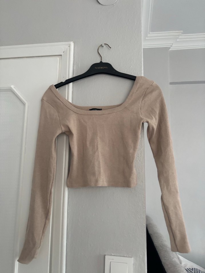 Bej Kadın Uzun Kollu Crop Top - Görsel 2