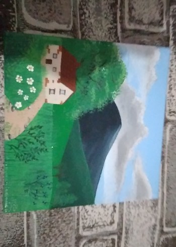 Yeşil ve Gri Doğa Manzarası Tablosu - Görsel 2