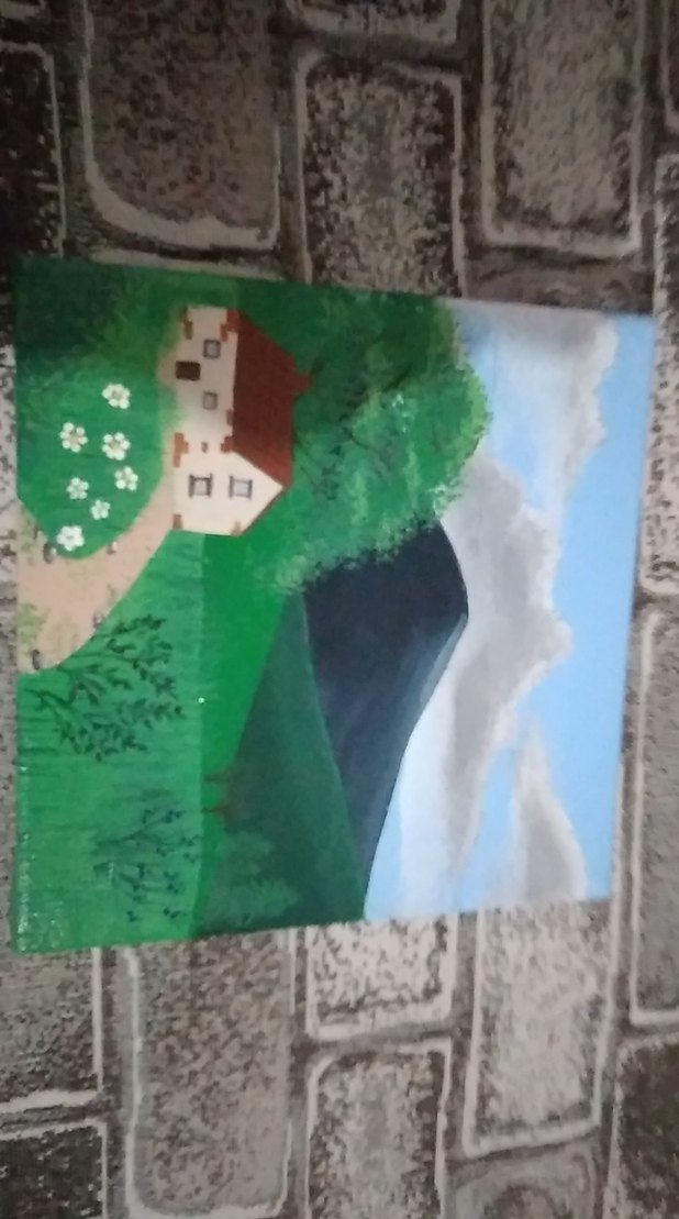 Yeşil ve Gri Doğa Manzarası Tablosu - Görsel 2