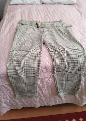 Kadın Gri Kemerli Kumaş Pantolon - Görsel 2