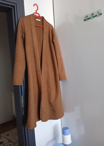 Kahverengi Uzun Süet Kadın hirka - Görsel 3