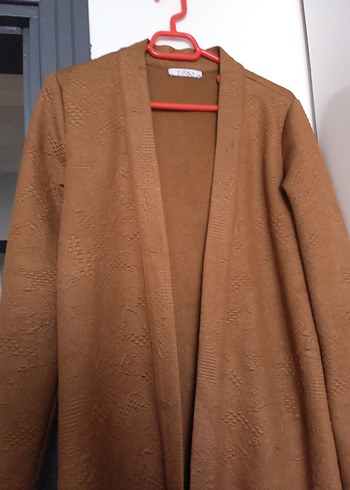 Kahverengi Uzun Süet Kadın hirka - Görsel 2