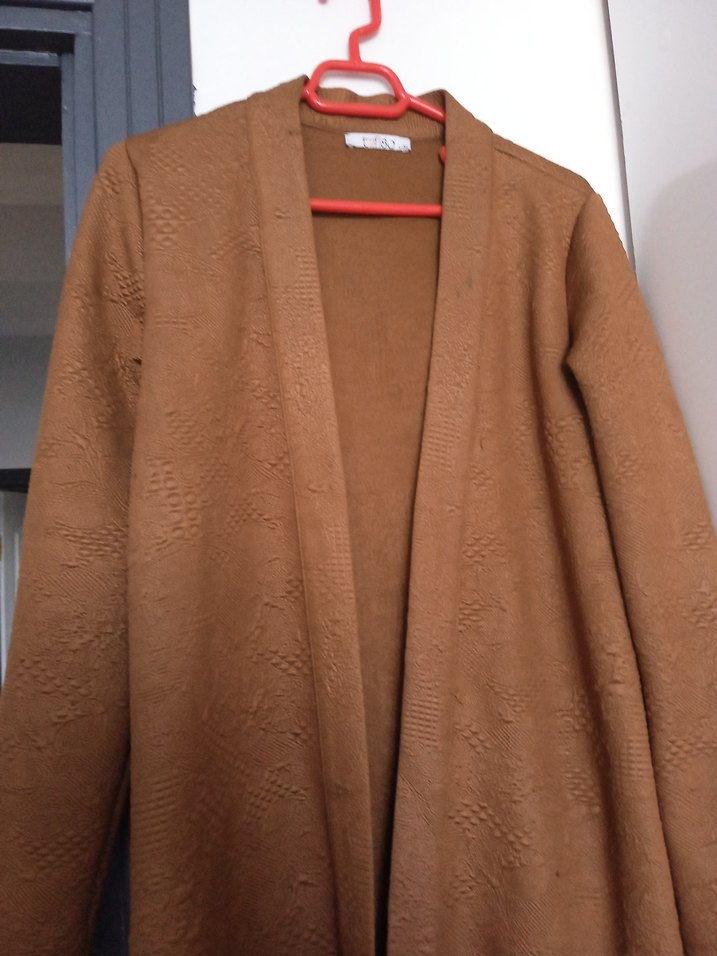 Kahverengi Uzun Süet Kadın hirka - Görsel 2