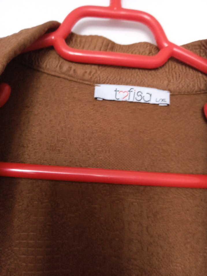 Kahverengi Uzun Süet Kadın hirka - Görsel 4