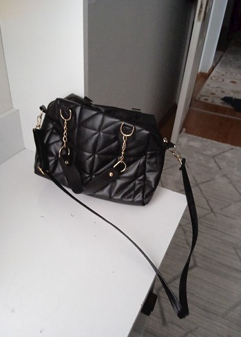 Siyah Deri Tokalı Kadın Çanta - Görsel 2