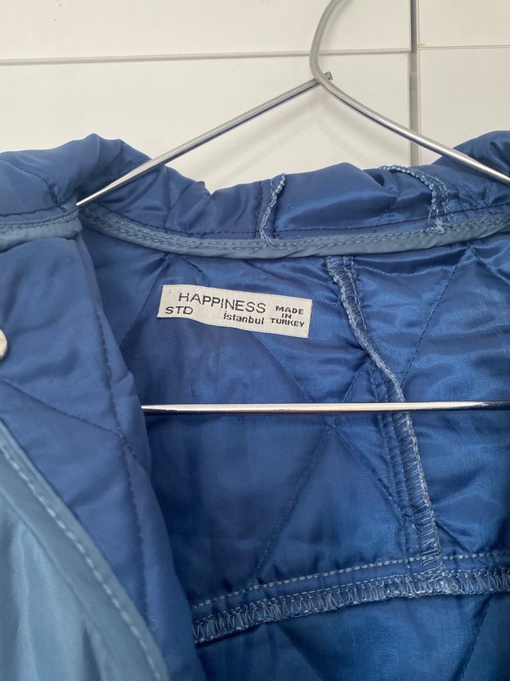 Mavi kapitone mont - Görsel 5