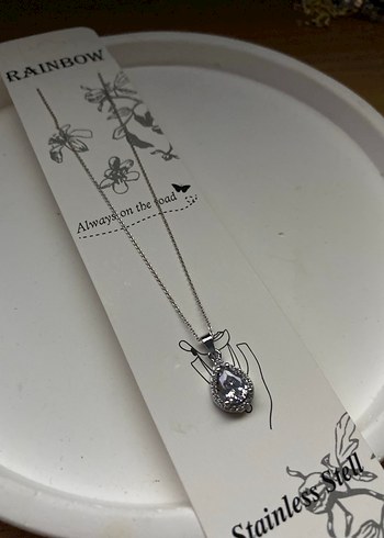 Kadın kolyesi beyaz damla şeklinde - Görsel 2