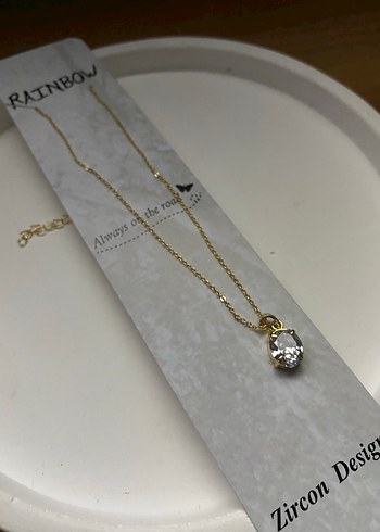 Altın Renkli taşlı Zincir Kolye - Görsel 2