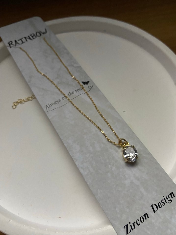 Altın Renkli taşlı Zincir Kolye - Görsel 2