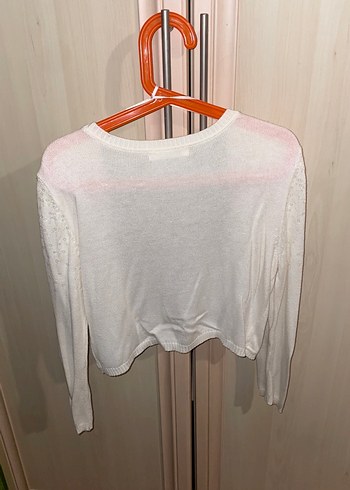 Beyaz Triko V Yaka Kız cocuk Bolero - Görsel 3