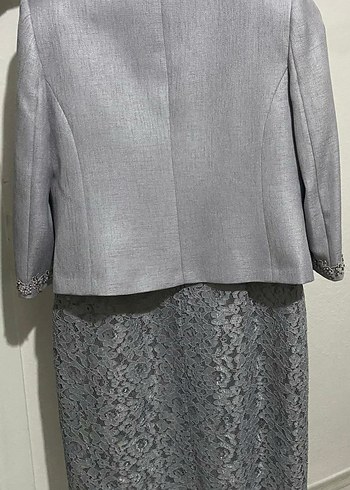 Gri Dantel İşlemeli Uzun Kadın Takım - Görsel 3