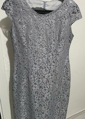 Gri Dantel İşlemeli Uzun Kadın Takım - Görsel 4