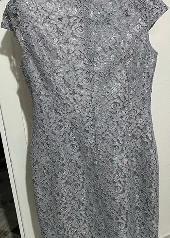 Gri Dantel İşlemeli Uzun Kadın Takım - Görsel 5