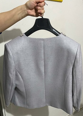 Gri Dantel İşlemeli Uzun Kadın Takım - Görsel 7