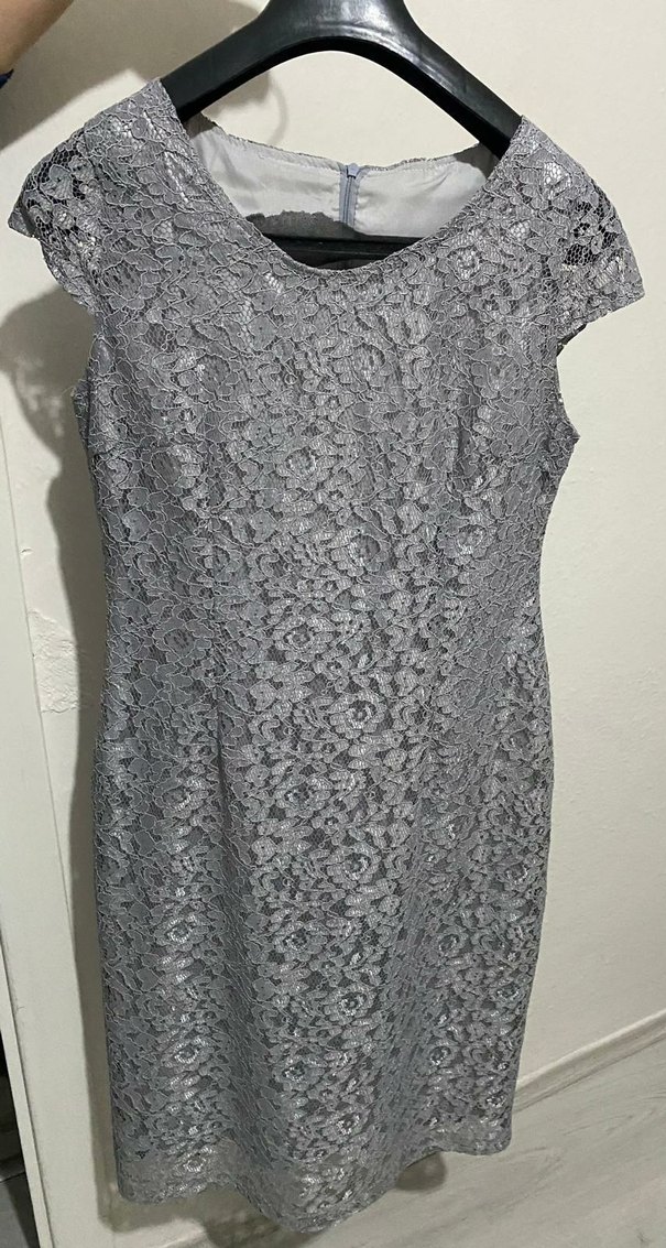 Gri Dantel İşlemeli Uzun Kadın Takım - Görsel 4