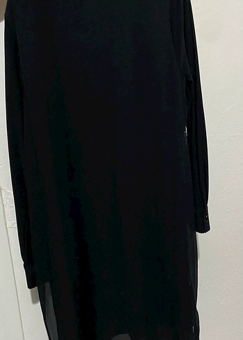 Siyah Uzun Kollu Drapeli Kadın Tunik - Görsel 2