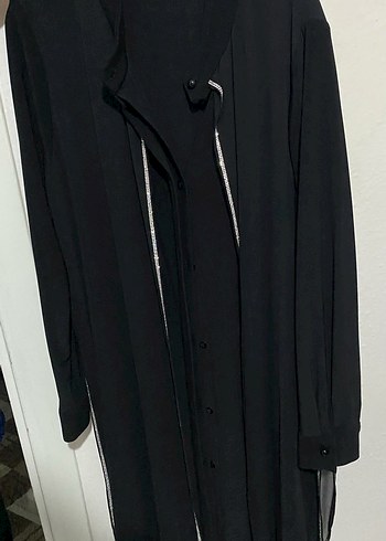 Siyah Uzun Kollu Drapeli Kadın Tunik - Görsel 3
