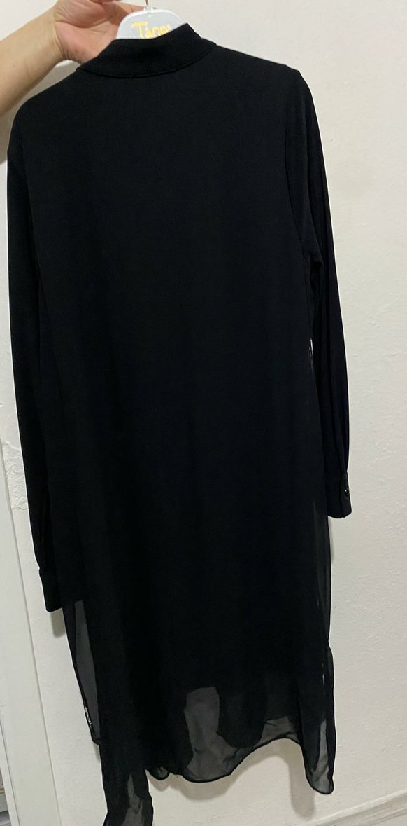 Siyah Uzun Kollu Drapeli Kadın Tunik - Görsel 2