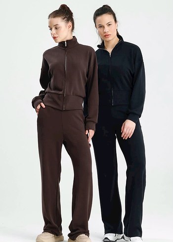 Alo Kahverengi Kadın Yumuşak Kumaş Eşofman Takımı - Görsel 5