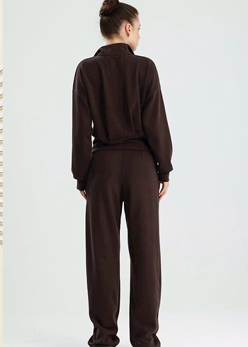 Alo Kahverengi Kadın Yumuşak Kumaş Eşofman Takımı - Görsel 2