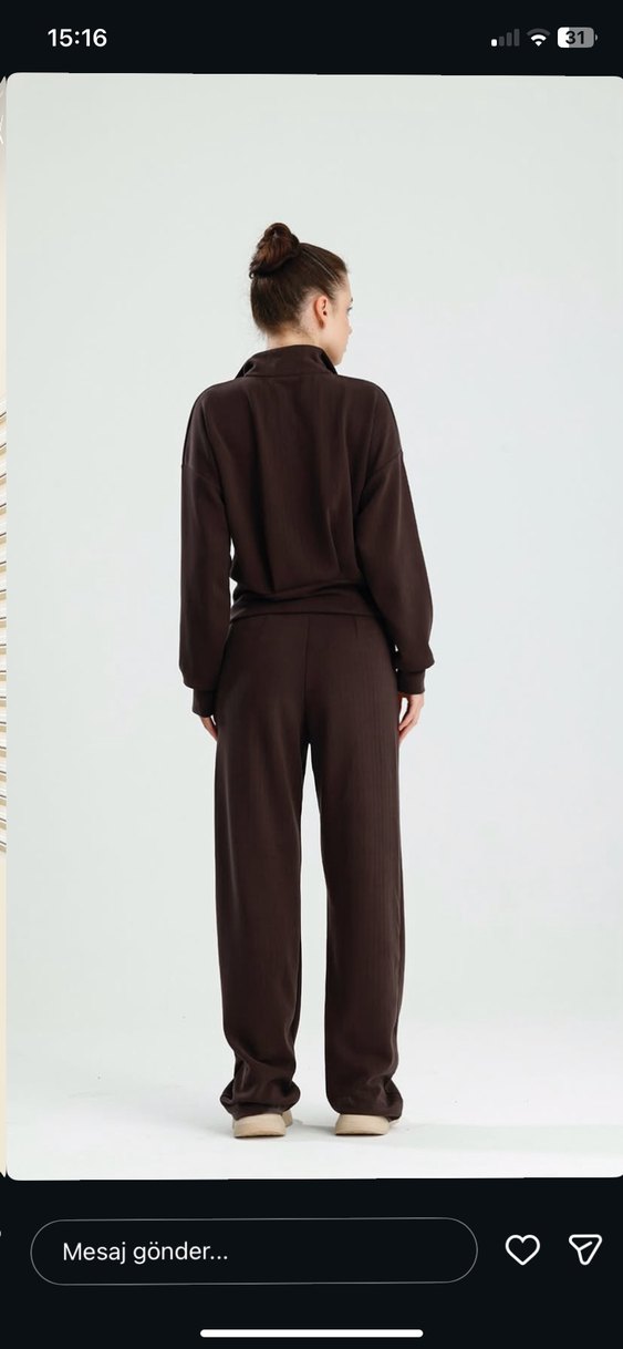 Alo Kahverengi Kadın Yumuşak Kumaş Eşofman Takımı - Görsel 2