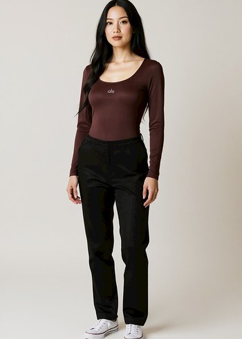 Kadın Koyu Kahverengi Uzun Kollu Body - Görsel 2