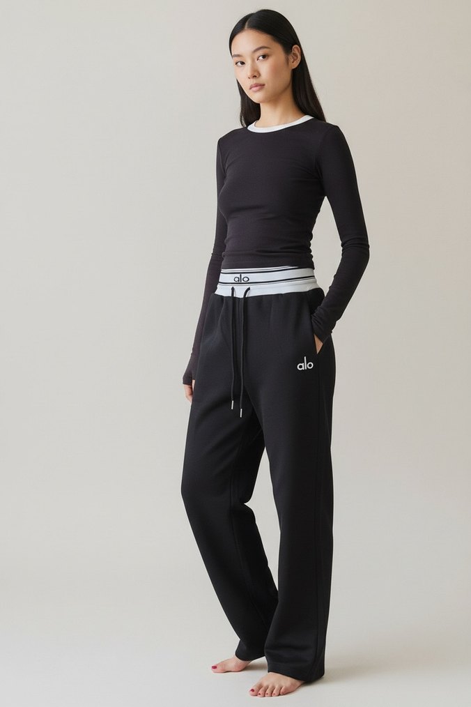 Siyah Rahat Kesim Kadın Eşofman Altı - Görsel 2