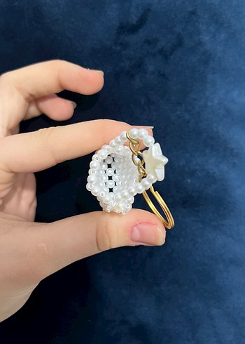 Boncuklu Beyaz Kadın Anahtarlık - Görsel 3