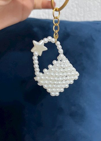 Boncuklu Beyaz Kadın Anahtarlık - Görsel 2