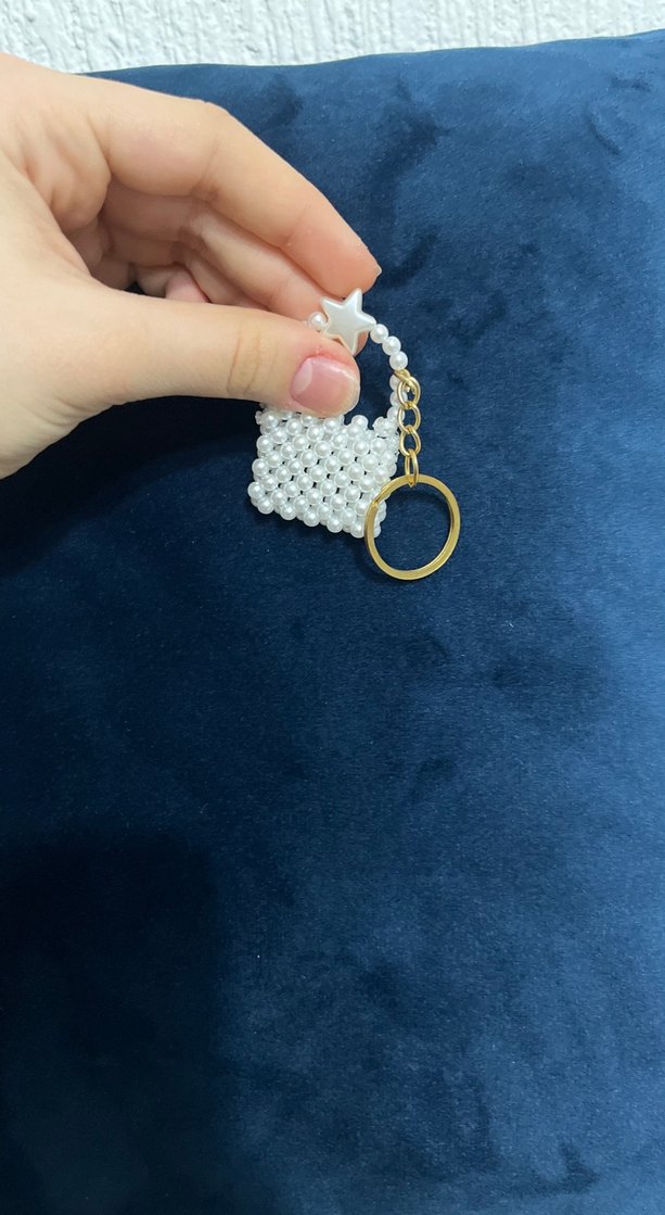 Boncuklu Beyaz Kadın Anahtarlık - Görsel 4