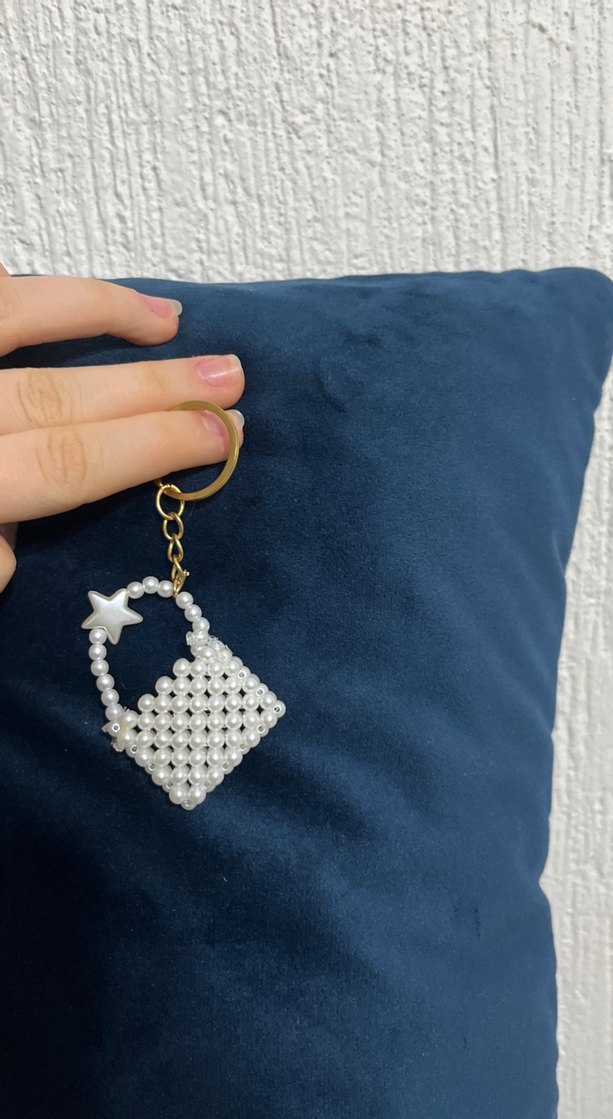 Boncuklu Beyaz Kadın Anahtarlık - Görsel 5