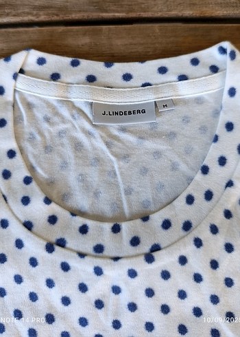 J. Lindeberg Beyaz Puantiyeli Kısa Kollu Tişört - Görsel 2