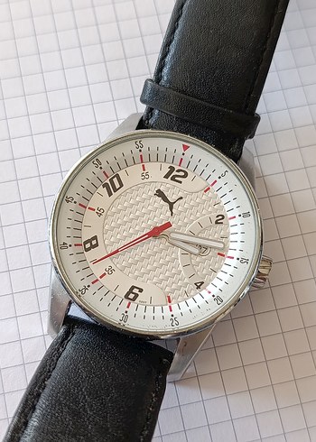 PUMA Siyah Deri Kayışlı Beyaz Erkek Saati - Görsel 4