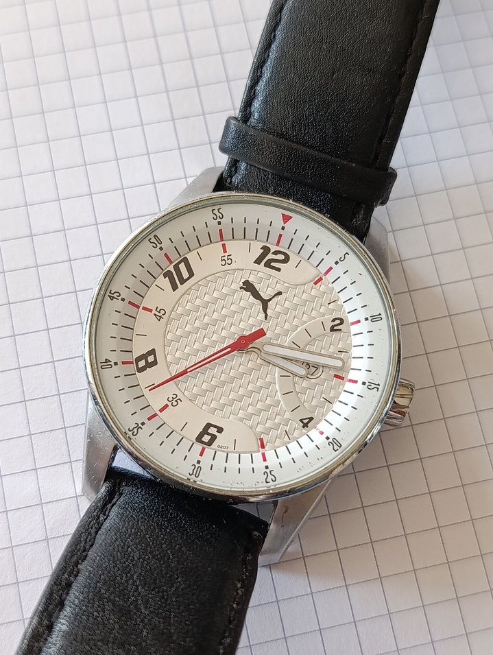 PUMA Siyah Deri Kayışlı Beyaz Erkek Saati - Görsel 4