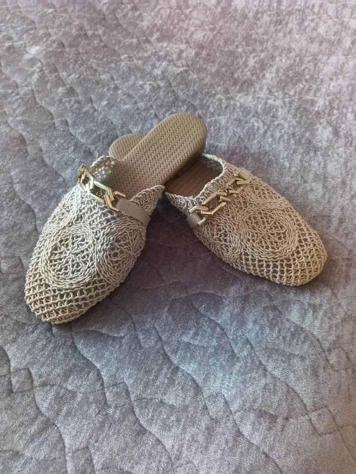 Bej Örgü Kadın Dolgu Topuk Terlik - Görsel 2