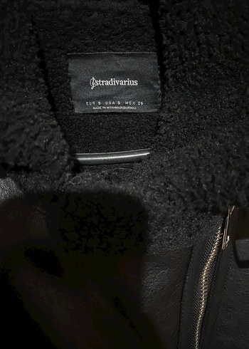 Siyah Kürklü Deri Biker Kadın Ceket - Görsel 3