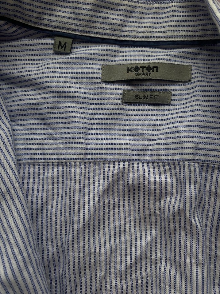 Koton M Beden Mavi Çizgili Erkek Gömlek - Görsel 2