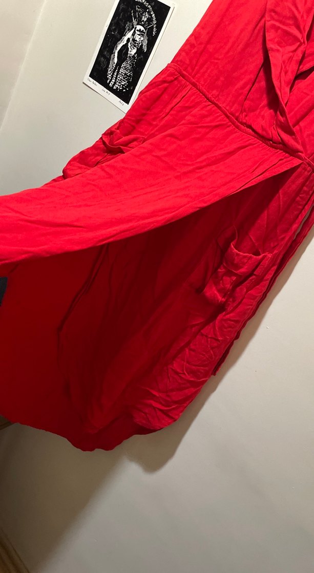 Kırmızı Parlak Midi Kadın Elbise - Görsel 2