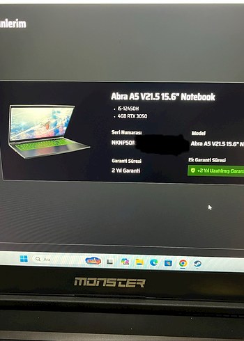 Monster Abra A5 V21.5 1 Aralık 2025 Alımlı 2+2 Yıl Garantili - Görsel 2