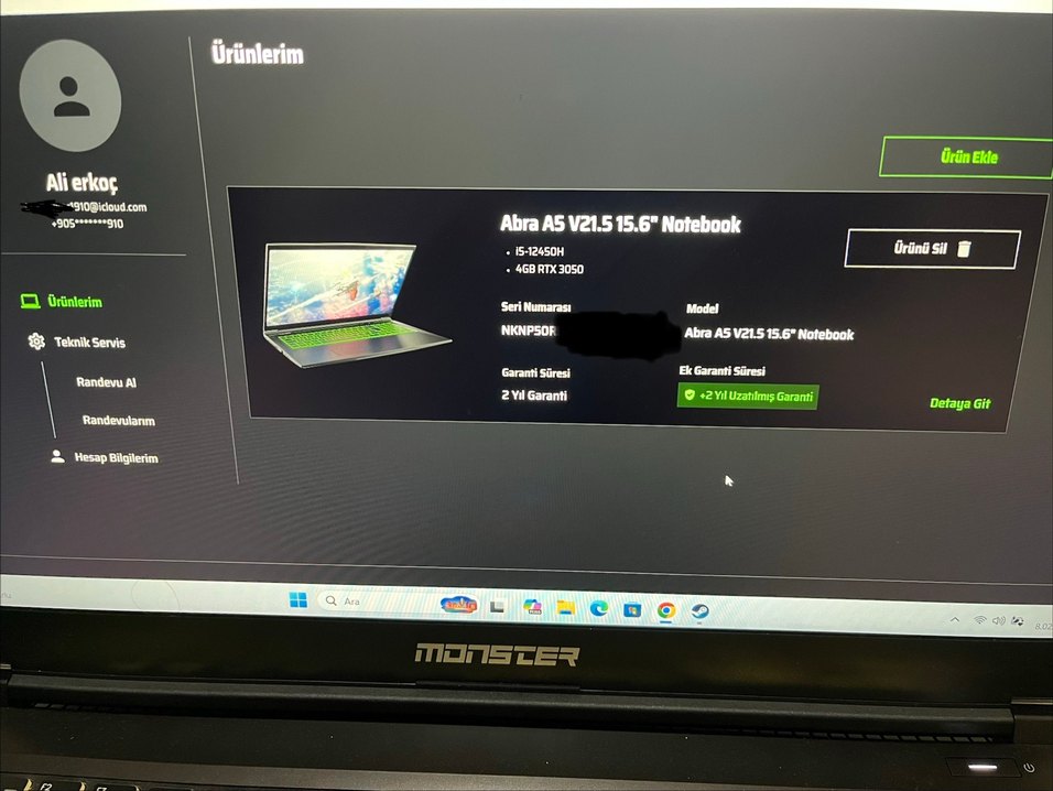 Monster Abra A5 V21.5  1 Aralık 2025 Alımlı  2+2 Yıl Garantili - Görsel 2