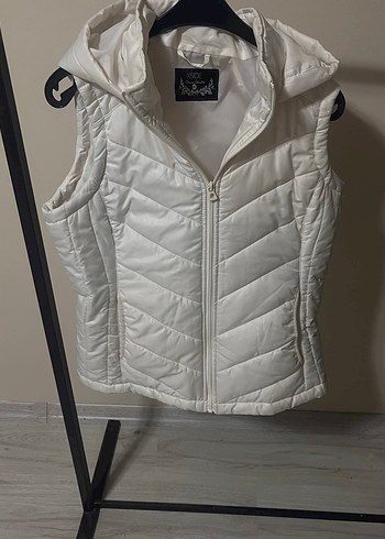 Beyaz Fermuarlı Kadın Şişme Yelek - Görsel 4