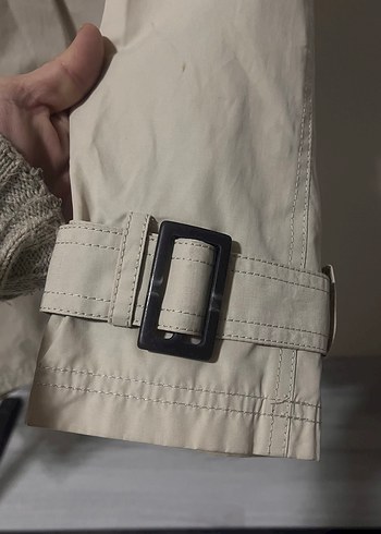 Bej Düğmeli Midi Kadın Trençkot - Görsel 4