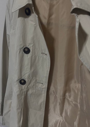 Bej Düğmeli Midi Kadın Trençkot - Görsel 3