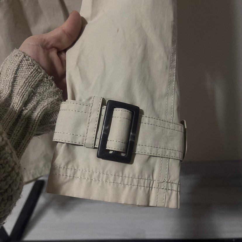 Bej Düğmeli Midi Kadın Trençkot - Görsel 4