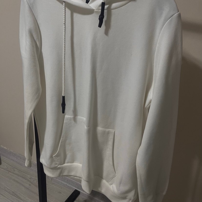 Kadın Beyaz Kapüşonlu Fermuarlı Sweatshirt - Görsel 2