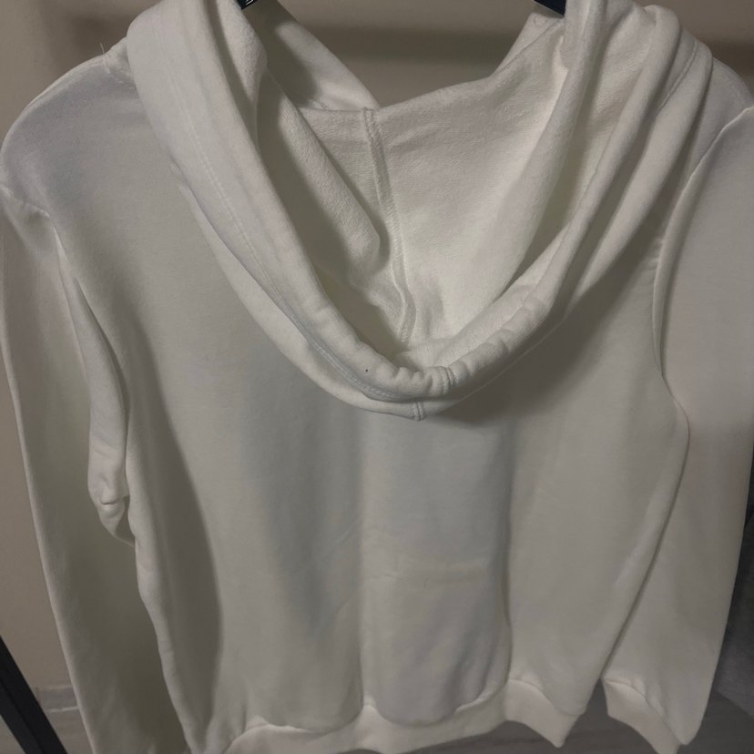 Kadın Beyaz Kapüşonlu Fermuarlı Sweatshirt - Görsel 3