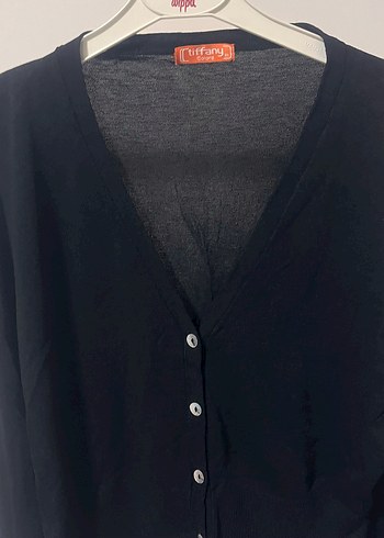 Düğmeli Siyah Kadın Hırka - Görsel 2