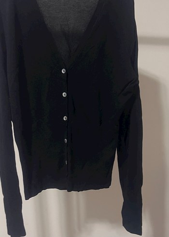 Düğmeli Siyah Kadın Hırka - Görsel 3