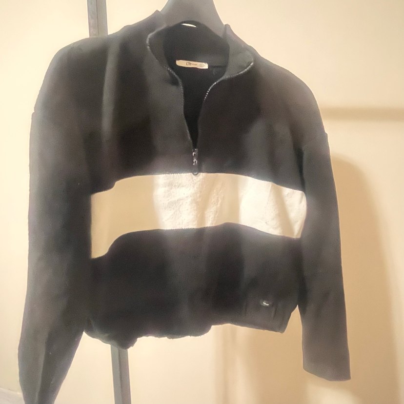 Yarım Fermuarlı Siyah Kadın Sweatshirt - Görsel 4