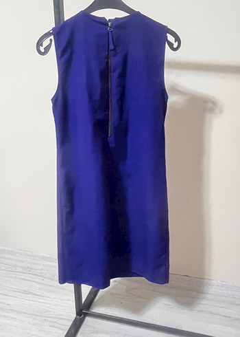 Kısa Kollu Mavi Fırfırlı Mini Elbise - Görsel 2